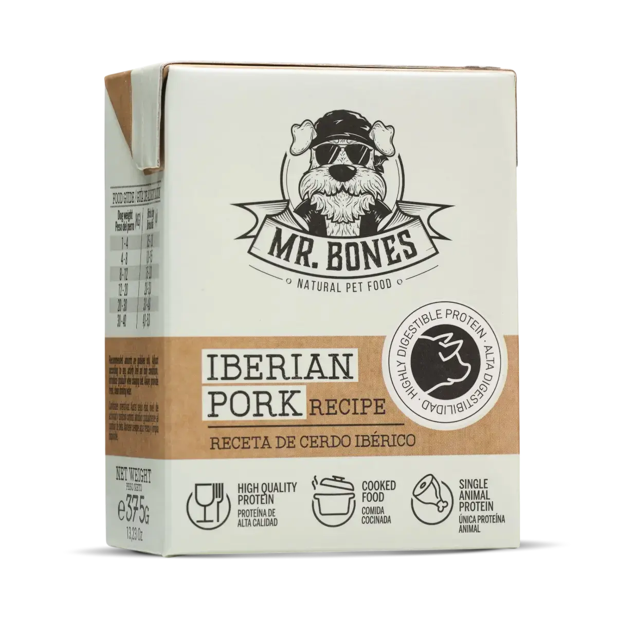 Mr.Bones keitetty Iberico possu – viljaton täysravinto koirille 375 g - kuva 1