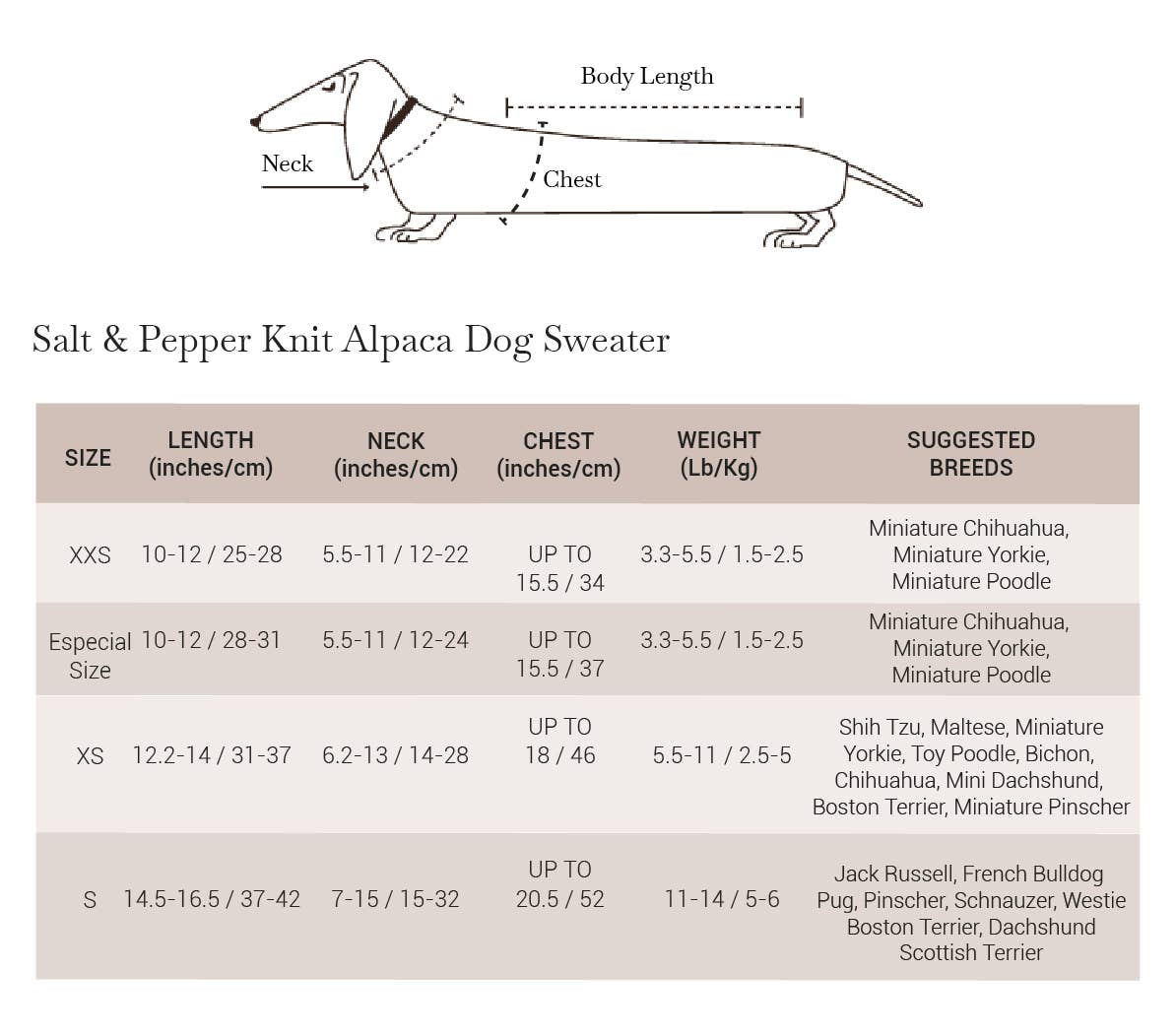 PSAAL05916S - Salt & Pepper Knit 100% koiran alpakkaneule - XS - Muotitassu