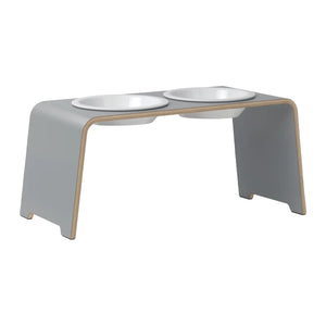 dogBar® Classic korotettu ruokakuppiteline - Harmaa – M-large / Posliini Comfort