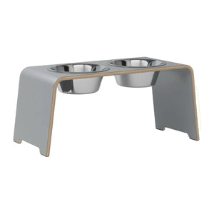 dogBar® Classic korotettu ruokakuppiteline - Harmaa – M-large / Ruostumaton teräs
