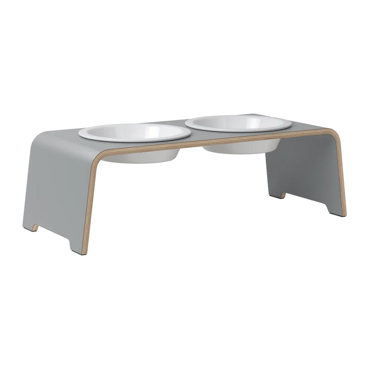 dogBar® Classic korotettu ruokakuppiteline - Harmaa – M / Posliini Comfort