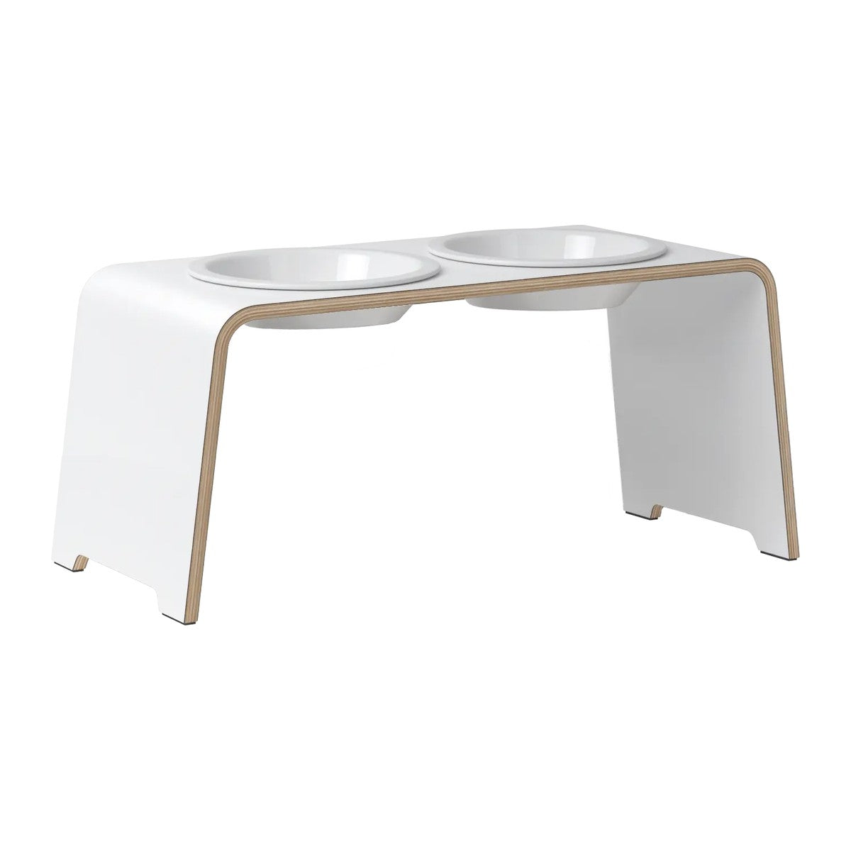 dogBar® Classic korotettu ruokakuppiteline - Valkoinen – M-large / Posliini Comfort