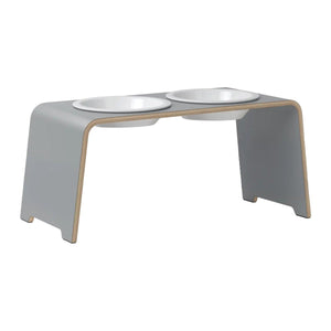 dogBar® Classic korotettu ruokakuppiteline - Harmaa – M-large / Posliini Comfort