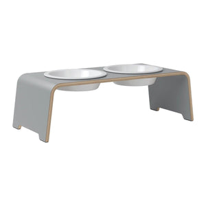 dogBar® Classic korotettu ruokakuppiteline - Harmaa – M / Posliini Comfort