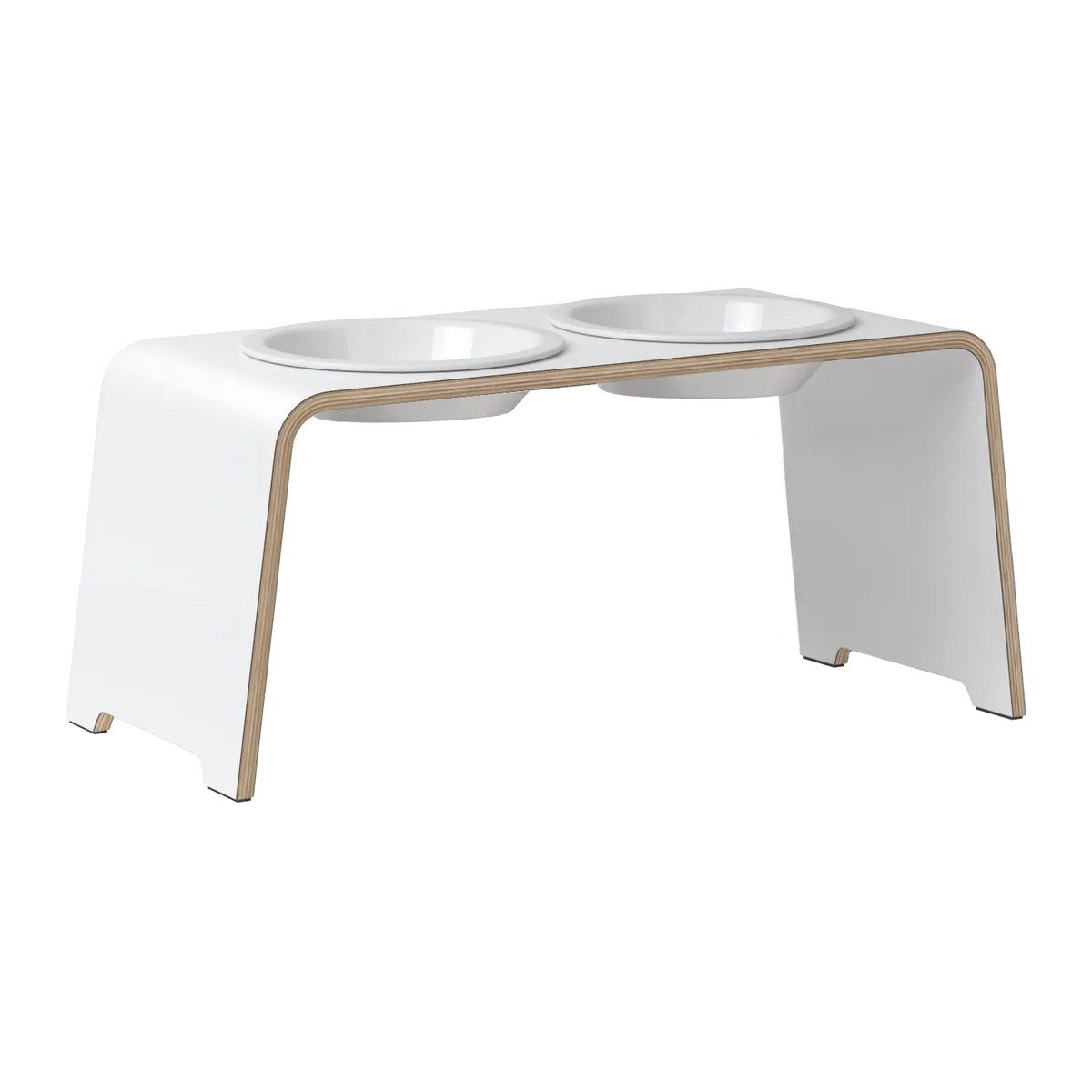 dogBar® Classic korotettu ruokakuppiteline - Valkoinen – M-large / Posliini Comfort