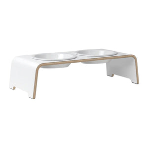 dogBar® Classic korotettu ruokakuppiteline - Valkoinen – M-small / Posliini Comfort