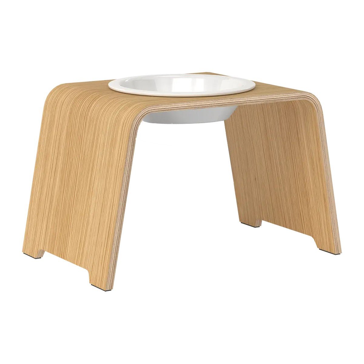 dogBar® Single korotettu ruokakuppi - Vaalea tammi – M-large / Posliini Comfort