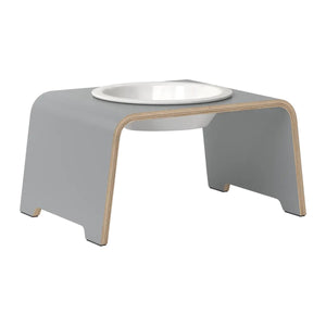 dogBar® Single korotettu ruokakuppi - Harmaa – M / Posliini Comfort