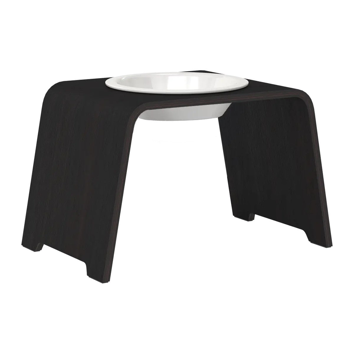 dogBar® Single korotettu ruokakuppi - Tumma tammi – M-large / Posliini Comfort