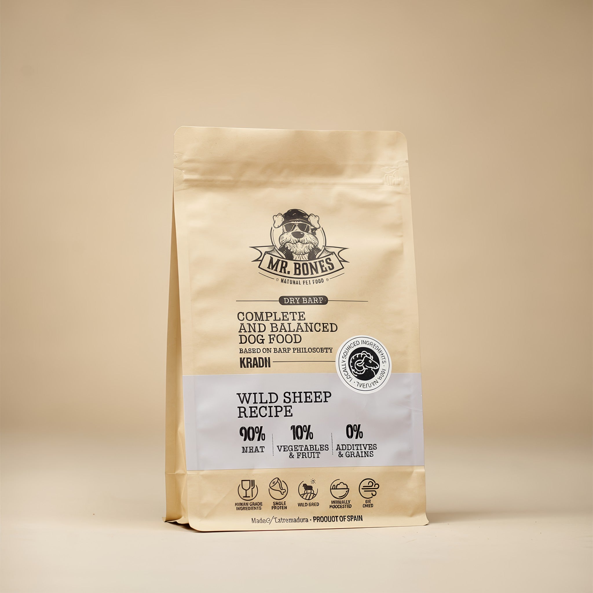 PDRMR05926S - Dry BARF mufloni – viljaton täysravinto koirille - 450 grams - Muotitassu