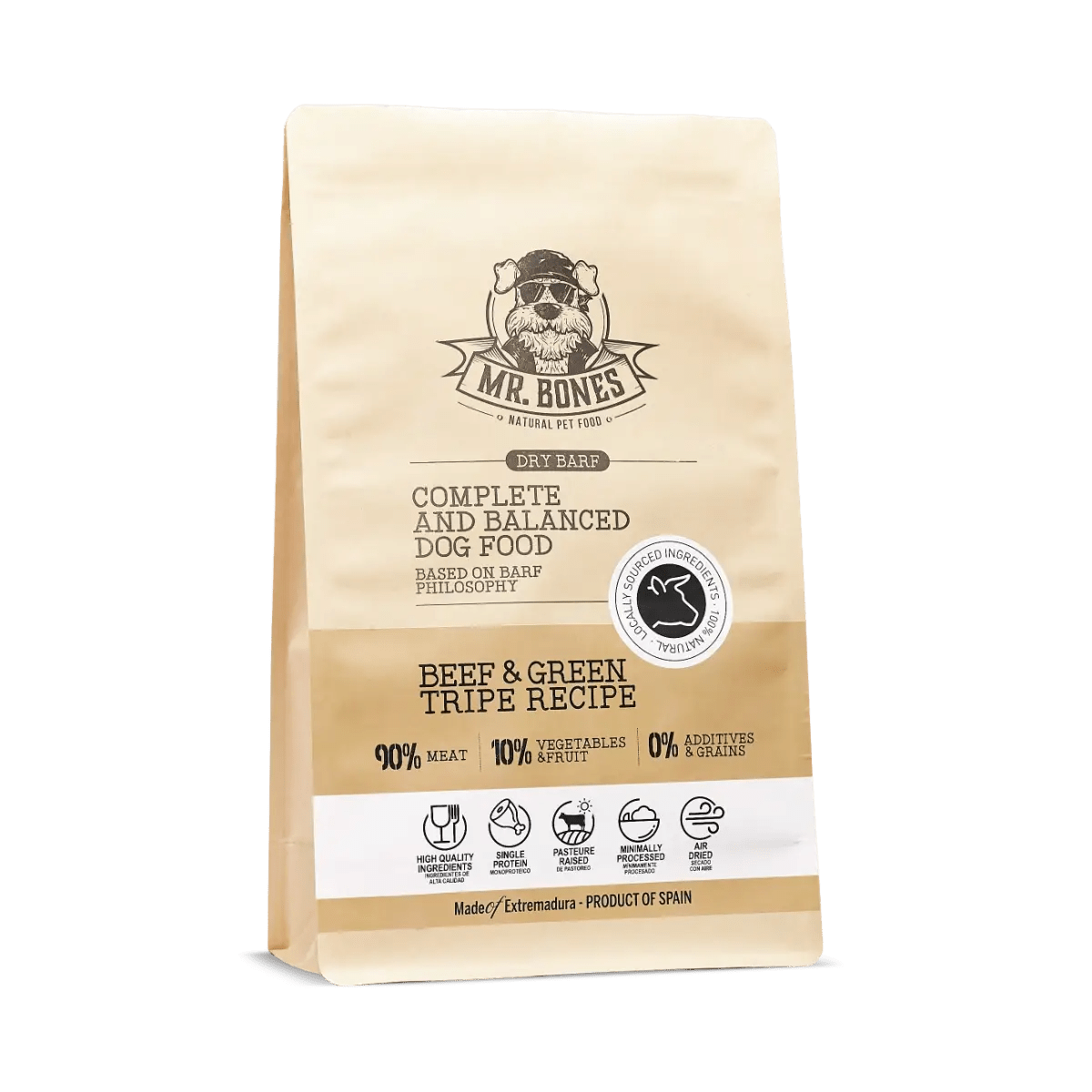 PDRMR05869S - Dry BARF naudanliha – viljaton täysravinto koirille - 450 grams - Muotitassu