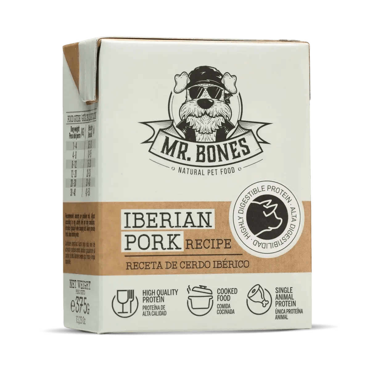 Mr.Bones keitetty Iberico possu – viljaton täysravinto koirille 375 g - kuva 1