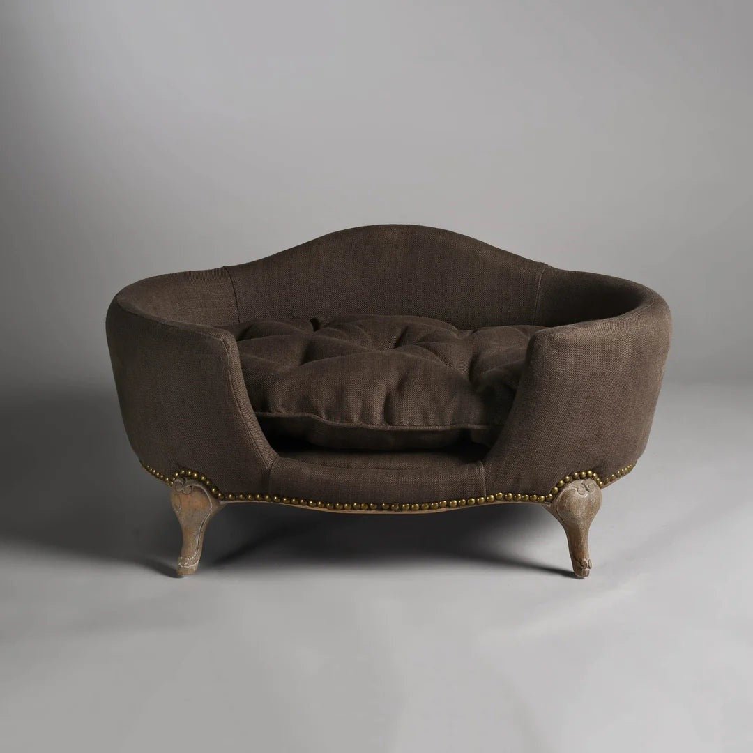 PANLO00460S - Antoinette design sänky - Ruskea pellava - S (56 x 46 x 33cm) - Muotitassu