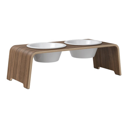 PDODO01131S - dogBar® Classic korotettu ruokakuppiteline - Pähkinä - M - Muotitassu