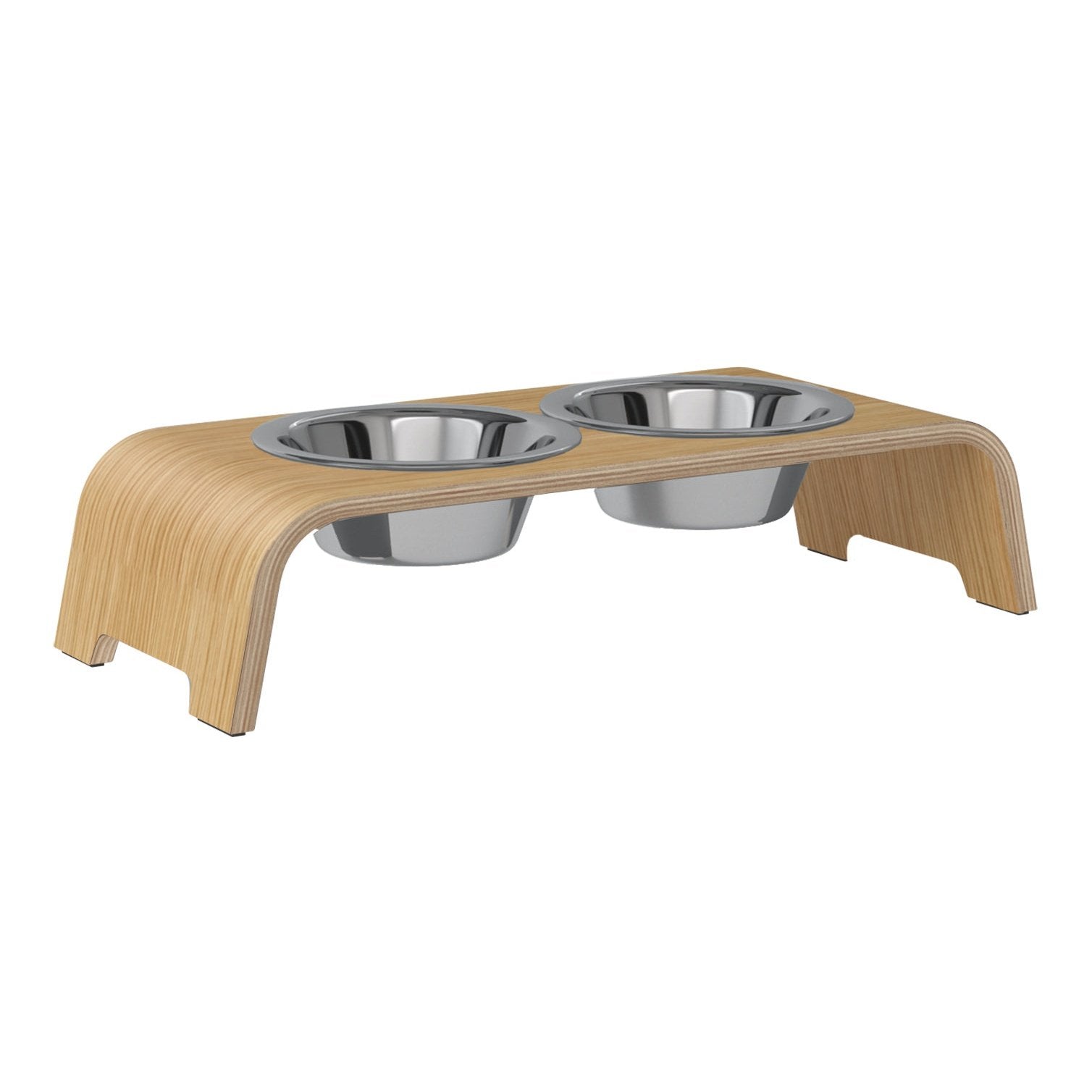 PDODO01104S - dogBar® Classic korotettu ruokakuppiteline - Vaalea tammi - S-large - Muotitassu